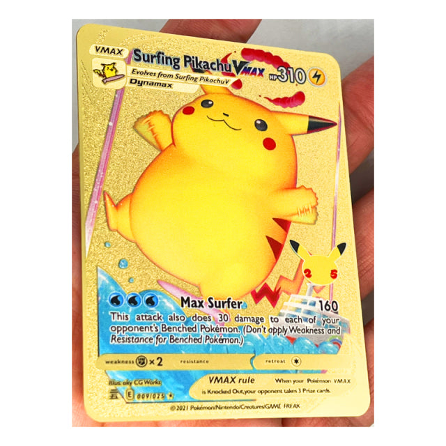 Pokemon 27 Styles New Mewtu GX MEGA Gold Metal Card Super Game Collection Anime Cards Spielzeug für Kinder Weihnachtsgeschenk