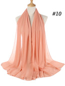 Plain Color Chiffon Scarf Hijab Headband Female Islamic Head Cover Wrap for Women Muslim Jersey Hijabs Hair Scarves Headscarf