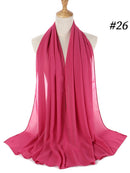 Plain Color Chiffon Scarf Hijab Headband Female Islamic Head Cover Wrap for Women Muslim Jersey Hijabs Hair Scarves Headscarf