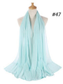 Plain Color Chiffon Scarf Hijab Headband Female Islamic Head Cover Wrap for Women Muslim Jersey Hijabs Hair Scarves Headscarf