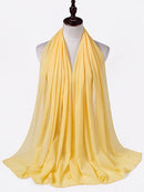 Plain Color Chiffon Scarf Hijab Headband Female Islamic Head Cover Wrap for Women Muslim Jersey Hijabs Hair Scarves Headscarf