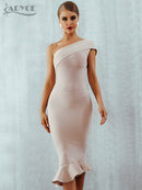 Adyce 2022 nuevo verano mujeres vendaje vestido Sexy un hombro sin mangas volantes club nocturno celebridad fiesta de noche vestidos de sirena