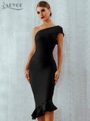 Adyce 2022 nuevo verano mujeres vendaje vestido Sexy un hombro sin mangas volantes club nocturno celebridad fiesta de noche vestidos de sirena