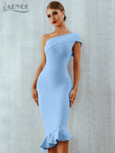 Adyce 2022 nuevo verano mujeres vendaje vestido Sexy un hombro sin mangas volantes club nocturno celebridad fiesta de noche vestidos de sirena