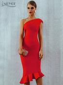 Adyce 2022 nuevo verano mujeres vendaje vestido Sexy un hombro sin mangas volantes club nocturno celebridad fiesta de noche vestidos de sirena