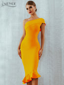 Adyce 2022 nuevo verano mujeres vendaje vestido Sexy un hombro sin mangas volantes club nocturno celebridad fiesta de noche vestidos de sirena