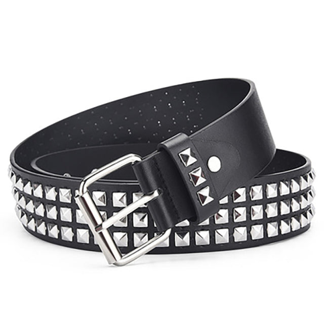 2022 new luxury square bead rivet belt metal pyramid straps men and women punk rock hardware jeans designer female waist belts