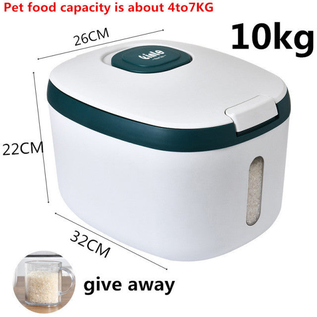 Küchenbehälter 5 kg 10 kg Eimer Nano insektenfest, feuchtigkeitsfest, Reisbox, getreideversiegeltes Glas, Aufbewahrungsbox für Haustier, Hundefutter