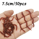20PCS-100pcs Lifelike Red Worm Soft Lure Earthworm Summer Fishing Silicone Artificial Bait Fishy Shrimp Additive Bass Carp