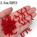 20PCS-100pcs Lifelike Red Worm Soft Lure Earthworm Summer Fishing Silicone Artificial Bait Fishy Shrimp Additive Bass Carp
