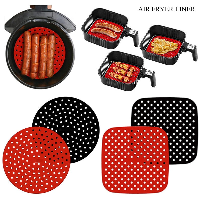 2022 New Small Silicone Accessories Air Fryer Non-stick Durable Pad Scale Place Mat Kitchenware Reusable Round Air Fryer Tools