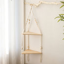 Macrame Wall Shelf Boho Home Decor Shelves On Wall Candle Holder Floating Shelf for Bedroom Wood Decoration Kids Shelving