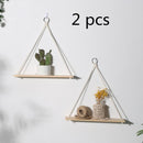 Macrame Wall Shelf Boho Home Decor Shelves On Wall Candle Holder Floating Shelf for Bedroom Wood Decoration Kids Shelving