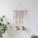 Macrame Wall Shelf Boho Home Decor Shelves On Wall Candle Holder Floating Shelf for Bedroom Wood Decoration Kids Shelving