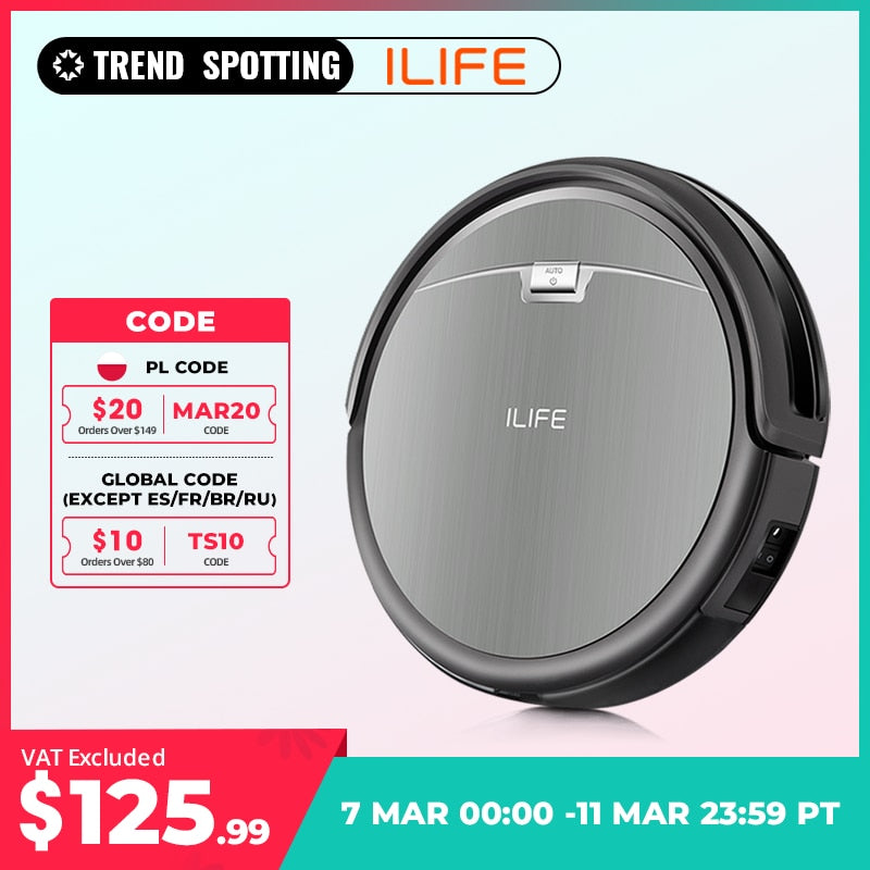 ILIFE A4s Robot Vacuum Cleaner , Carpet &amp; Hard Floor Large Dustbin,Auto Recharge Household Tools,Applicance