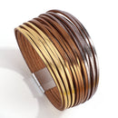 Amorcome Boho Mint Leather Bracelets for Women 2022 Fashion Ladies Slim Strips Multilayer Wide Wrap Bracelet Female Jewelry Gift