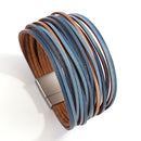 Amorcome Boho Mint Leather Bracelets for Women 2022 Fashion Ladies Slim Strips Multilayer Wide Wrap Bracelet Female Jewelry Gift