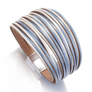 Amorcome Boho Mint Leather Bracelets for Women 2022 Fashion Ladies Slim Strips Multilayer Wide Wrap Bracelet Female Jewelry Gift