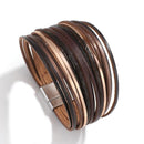 Amorcome Boho Mint Leather Bracelets for Women 2022 Fashion Ladies Slim Strips Multilayer Wide Wrap Bracelet Female Jewelry Gift