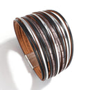 Amorcome Boho Mint Leather Bracelets for Women 2022 Fashion Ladies Slim Strips Multilayer Wide Wrap Bracelet Female Jewelry Gift