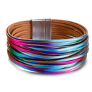 Amorcome Boho Mint Leather Bracelets for Women 2022 Fashion Ladies Slim Strips Multilayer Wide Wrap Bracelet Female Jewelry Gift