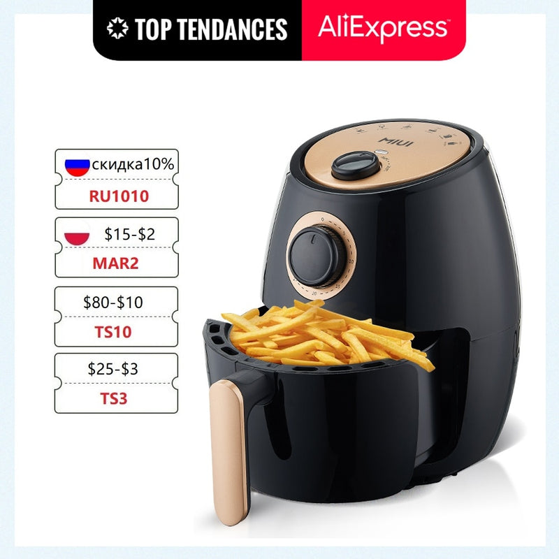 MIUI Smart Air Fryer without Oil Home Cooking MI-CYCLONE 2L Deep Fryer Cold Rolled Metal Disposable Molding Rock Solid Classical