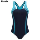 Riseado Sports One Piece Swimsuit 2022 Competition Swimwear Women Patchwork Swimming Suits for Women Racerback Bathing Suits XXL