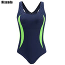 Riseado Sports One Piece Swimsuit 2022 Competition Swimwear Women Patchwork Swimming Suits for Women Racerback Bathing Suits XXL