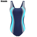 Riseado Sports One Piece Swimsuit 2022 Competition Swimwear Women Patchwork Swimming Suits for Women Racerback Bathing Suits XXL