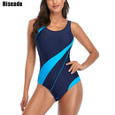 Riseado Sports One Piece Swimsuit 2022 Competition Swimwear Women Patchwork Swimming Suits for Women Racerback Bathing Suits XXL
