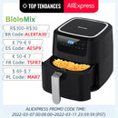 BioloMix Air Fryer One Touch Screen with 8 Cooking Functions, Nonstick double pot,5L Black Oilless Air Fryers Oven