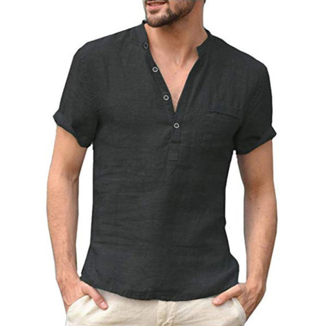 Novedad de verano, camiseta de manga corta para hombre, camiseta informal Led de algodón y lino para hombre, S-3XL transpirable para hombre