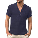 Novedad de verano, camiseta de manga corta para hombre, camiseta informal Led de algodón y lino para hombre, S-3XL transpirable para hombre