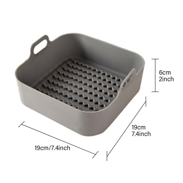 Baking Replacement Square Tray Removable Air Fryer Home Microwave Oven Accessories With Handle Thickened Silicone Grill Pan