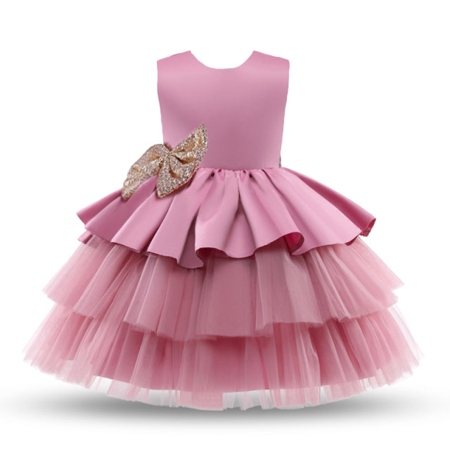 Kleinkind Baby Mädchen Kleid Big Bow Taufkleid für Mädchen Erstes Jahr Geburtstagsfeier Hochzeitskleid Babykleidung Tutu Flauschiges Kleid