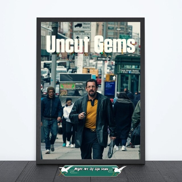 Uncut Gems (2019) Classic Movie Poster Star Cover Photo Canvas Print Apartment Home Decor Wall Painting (Unframed)