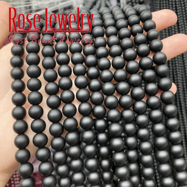 Natürliche weiße schwarze matt polierte Onyx-Achat-Perlen, runde lose Perlen für die Schmuckherstellung, DIY-Armbänder, 38,1 cm, 4, 6, 8, 10, 12 mm