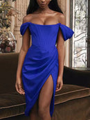 High Quality Satin Bodycon Dress Women Party Dress 2021 New Arrivals White Midi Bodycon Dress Celebrity Evening Club Dress