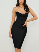 High Quality Satin Bodycon Dress Women Party Dress 2021 New Arrivals White Midi Bodycon Dress Celebrity Evening Club Dress