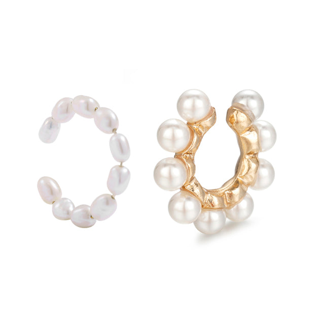 2022 New Fashion Pearl Ear Cuff Bohemia Stackable C Shaped CZ Rhinestone Small Earcuffs Clip Earrings for Women Wedding Jewelry