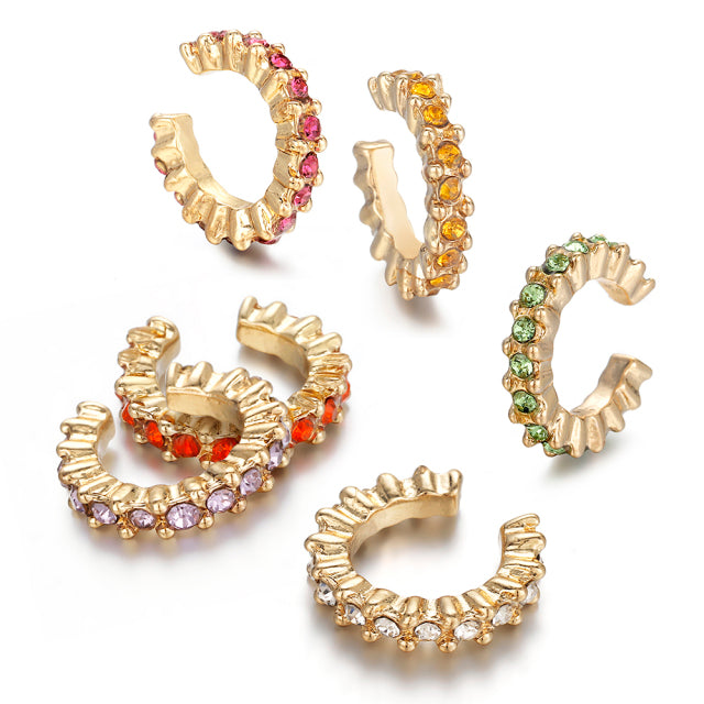 2022 nueva moda perla oreja brazalete Bohemia apilable en forma de C CZ diamantes de imitación pequeños pendientes de Clip para mujer joyería de boda
