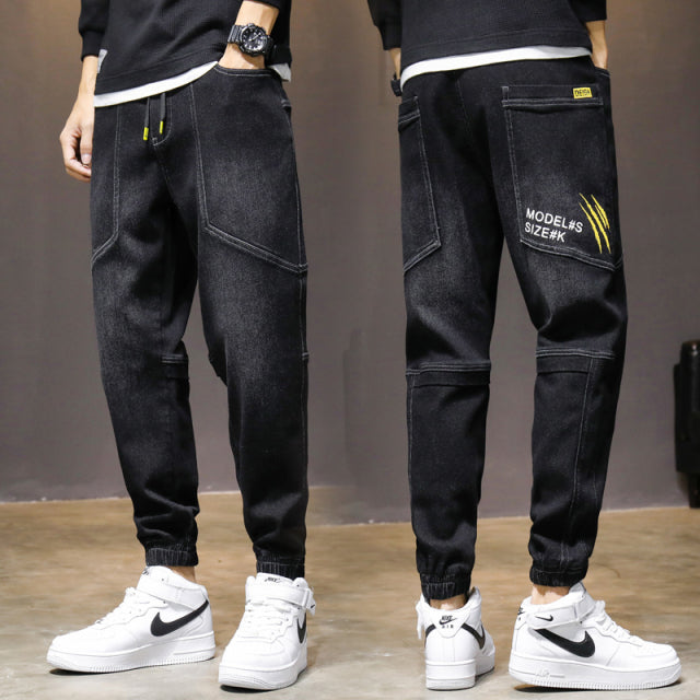 Frühling Sommer Baggy Herren Cargo Jeans Mode Harlan Baumwolle Streetwear Harajuku Hosen Jogger Elastische Taillenhose Herren M-5XL