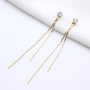 Korean Vintage Glossy Arc Bar Long Tassel Drop Earrings for Women Gold Geometric Fashion Jewelry Luxury Hanging Pendientes