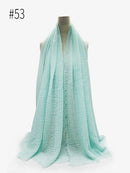 Hijab liso plisado, bufanda musulmana para mujer, diadema arrugada de algodón, velo, bufandas, moda 2021, pañuelo islámico, turbante para la cabeza