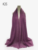 Hijab liso plisado, bufanda musulmana para mujer, diadema arrugada de algodón, velo, bufandas, moda 2021, pañuelo islámico, turbante para la cabeza