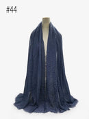 Hijab liso plisado, bufanda musulmana para mujer, diadema arrugada de algodón, velo, bufandas, moda 2021, pañuelo islámico, turbante para la cabeza