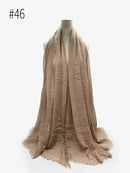 Hijab liso plisado, bufanda musulmana para mujer, diadema arrugada de algodón, velo, bufandas, moda 2021, pañuelo islámico, turbante para la cabeza