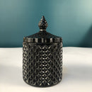 Crystal Glass Jar European-style Diamond Pattern Candy Storage Box Cotton Swab Box Sealed Jar Living Room Home Furnishings
