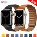 Leather Link For Apple Watch Band 44mm 40mm 41mm 45mm 42mm 38mm Original Magnetic Loop bracelet iWatch Series 3 5 4 SE 6 7 Strap