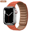 Leather Link For Apple Watch Band 44mm 40mm 41mm 45mm 42mm 38mm Original Magnetic Loop bracelet iWatch Series 3 5 4 SE 6 7 Strap